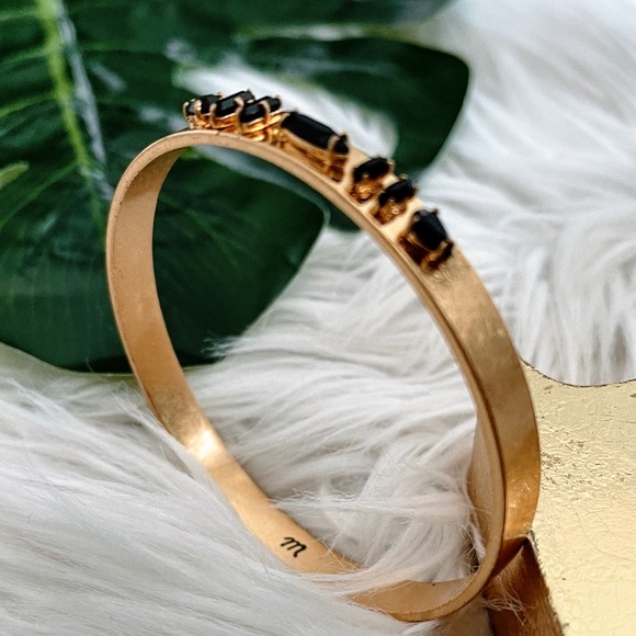 Madewell Bangle Gold Color Black Jewels Slip On - Picture 8 of 8